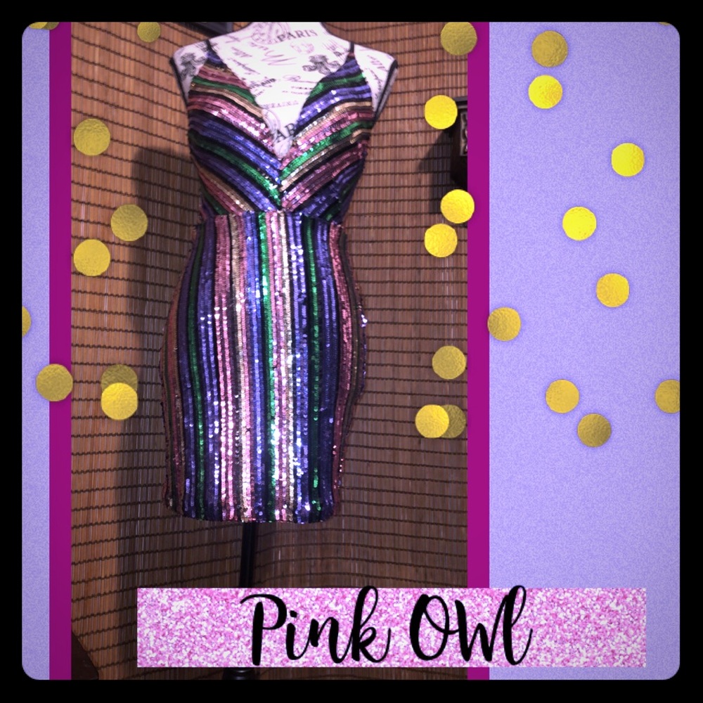 ✨PINK OWL SEQUINED MINI DRESS